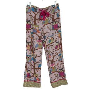 Nick & Nora Owl Pajama Pants Womens Size Medium Pink Cotton Sleepwear